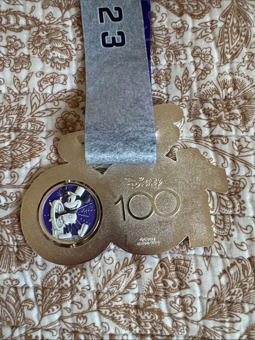 Disney Purple & Silver 2023 Virtual 5K Commemorative Wall Medal
